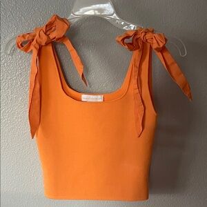House of Harlow 1960 Orange Bow Strap Tank Top